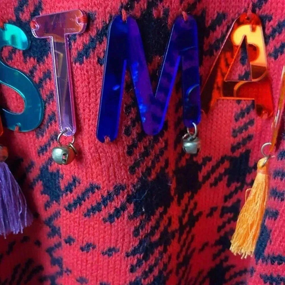 HOLIDAY TIME WO SIZE LARGE 12/14 CHRISTMAS SWEATER  MISSING TASSELS - Picture 7 of 10